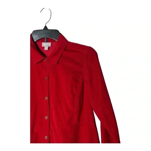 1852. J.JILL LONG SLEEVE CORDUROY MATERIAL FULL BUTTON UP TOP PLEATED BACK SZ XS - Picture 3 of 10